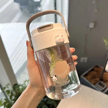 運動水壺 大容量水壺 水杯女生高顏值便攜式咖啡吸管杯夏季2022新款帶茶隔學生可愛杯子