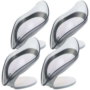 多功能瀝水香皂盒肥皂架 V型瀝水造型 底部吸盤防滑設計  灰色  4個