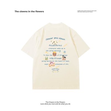 oddnova夏季圓領純棉短袖T恤女寬松大碼寬松潮牌情侶半截袖