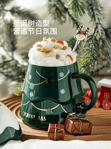 摩登主婦馬克杯帶蓋勺杯子陶瓷水杯大容量女家用圣誕送禮情侶杯