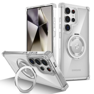 四角真氣囊 高透 360度旋轉磁吸支架 手機殼 適用三星Galaxy S26 S25 S24 S23 Ultra 防摔殼