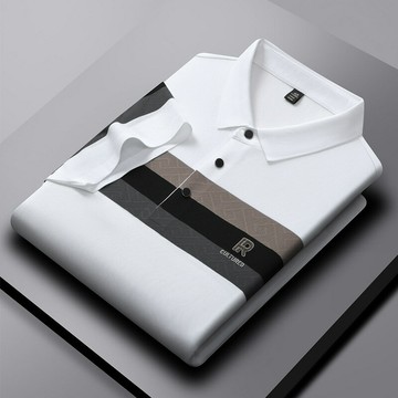 【新款熱賣】高端條紋撞色POLO衫短袖男士寬松休閑新夏季潮牌翻領半袖t恤男款