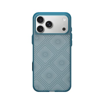 iPhone 17 Pro Max Clear (相機按鈕) 夜幕藍 - Textured Glass: Luminous Sculpture 玻璃紋理系列：光映雕塑 - 復古幾何設計花紋玻璃