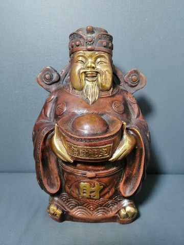 純銅鎏金招財進寶財神爺神像黃銅聚寶盆財神爺聚財旺財運家居供奉