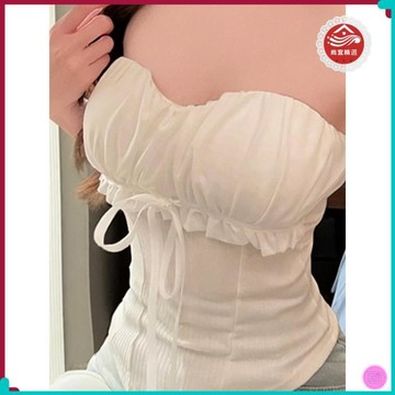 🎀超夯女裝🎀純欲風時尚辣妹甜美修身顯瘦蝴蝶結繫帶露背修身抹胸背心上衣女