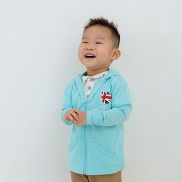 高透氣抗UV防曬兒童連帽外套-湖綠