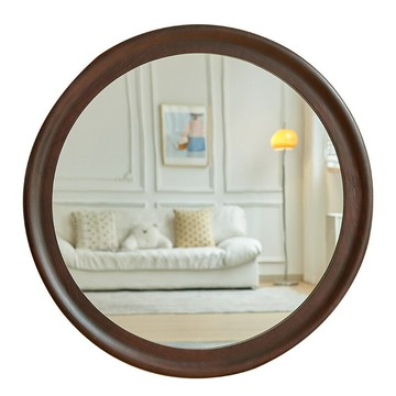 圓形復古帶框臥室化妝鏡客廳墻面裝飾壁掛式鏡子民宿酒店浴室鏡子[DD150110]