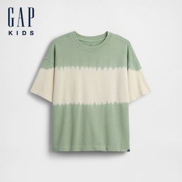 【GAP】兒童厚磅寬版紮染T恤-鼠尾草綠(890745)