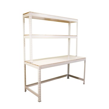 【空間特工】免螺絲角鋼機能學習桌150x60x180cm 書房 工作桌雪皓白角鋼