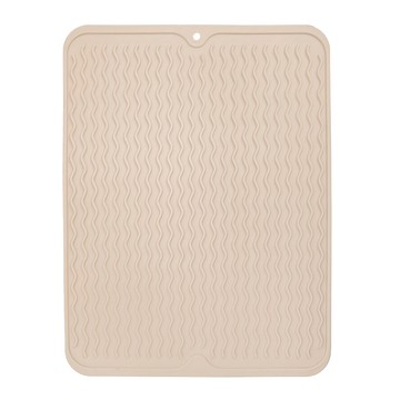 Quasi 水波紋瀝水墊 TPR材質 波浪立體紋路防滑 40x30.5x0.5cm  1層  卡其色  1個