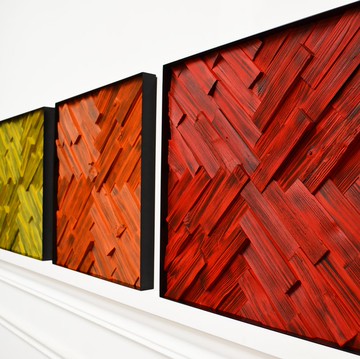 黄色橙红色家居装饰方形艺术品的明亮渐变三联画