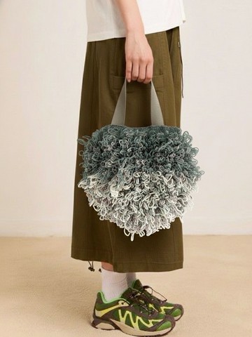 手織漸層爆爆抽繩提袋