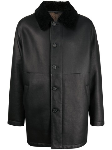 Dunhill - single-breasted leather coat - men - Lambskin - M - Black