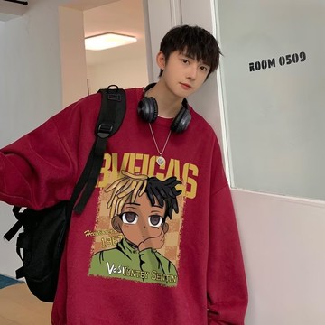 【癮品流行-YP】長袖 上衣 秋季長袖 美式上衣 長袖上衣春秋新款美式復古卡通衛衣潮牌情侶春秋款oversize衛衣外套