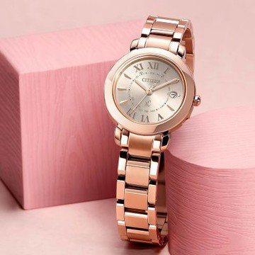 CITIZEN 星辰 XC 廣告款鈦金屬光動能電波女錶 開學購物季 送禮首選-27mm ES9442-55A