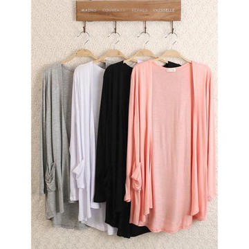 春夏莫代爾大碼長袖防曬衣外套薄中長款純棉披肩開衫寬松空調衫女