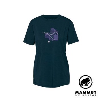 【Mammut 長毛象】Mountain T-Shirt Women 4208m 有機棉混紡機能短袖T恤 女款 海洋藍 #1017-06520