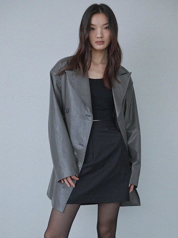 Double leather trench