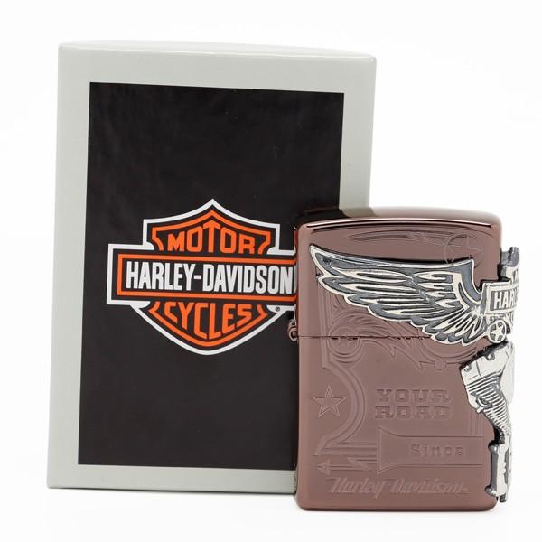 Zippo ハーレー ダビッドソン ジッポー ZIPPO Harley-Davidson HDP-49 イオンブラウン 両面エッチング シルバーイブシメタル ライター お取り寄せ