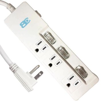 【博銓科技BC】KTC-98333-9 3切3座3孔2.7M/9尺 防雷擊 延長線(加大間距/90°貼壁插頭)