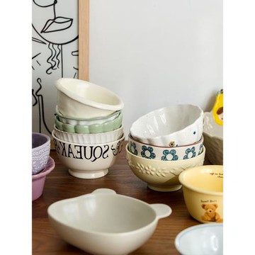 澤滕家高顏值陶瓷家用碗合集甜品碗飯碗好看餐具可愛沙拉碗早餐碗