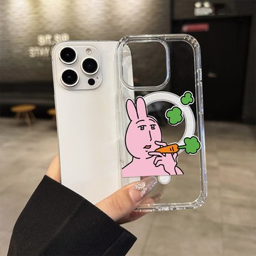 粉紅兔子 magsafe磁吸 iphone手機殼 趣味搞怪 16 14 15 13 12 11promax 防摔保護殼