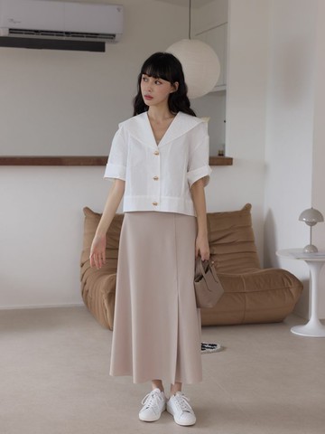 高腰收腹彈性開衩裙