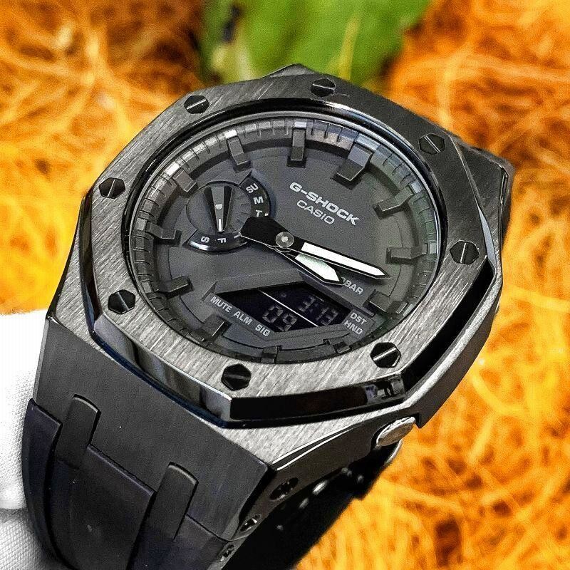 G-BALLER / ジーボーラー】CASIOAK カシオーク カスタム 黒 メタルベゼル ラバーベルト G-SHOCKカスタム GA2100 メタル  ラバー ベゼル ベルト カスタムパーツ | LINEブランドカタログ