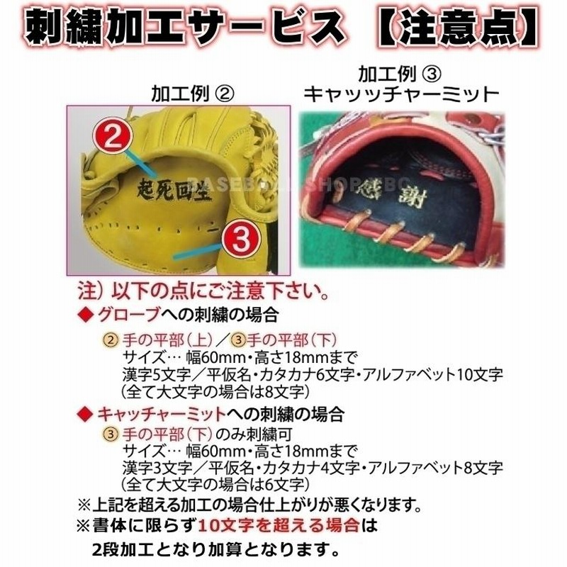刺繍サービス 軟式グローブ 投手用 ミズノプロ 野球 軟式用
