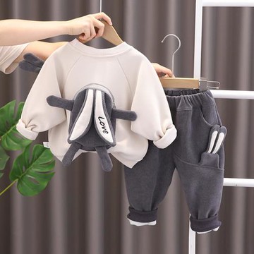 男童加絨套裝2024秋冬季新款洋氣寶寶冬裝加厚衣服嬰兒小童裝韓版