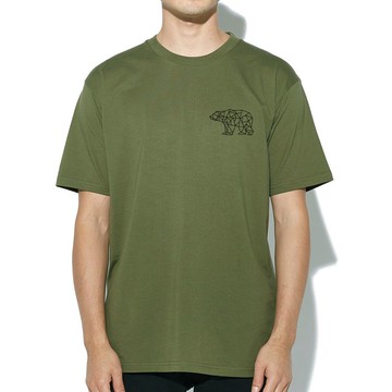 左胸 Bear Geometric 短袖T恤 軍綠色 幾何 熊 禮物 文青 情人