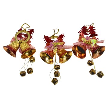 紅金雙鐘吊飾  9吋  紅色 + 金色  3個