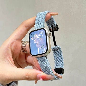 《台灣出貨》適用 APPLE WATCH 細版燈芯絨錶帶 磁吸扣錶帶 S11 S10 SE 45mm 46mm 女士錶帶