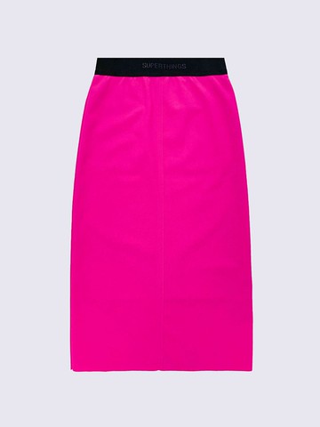 Elastic Waistband H-line Midi Skirt [PINK]