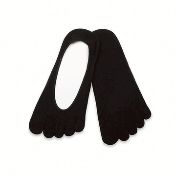 天然棉紗後跟止滑五趾隱形襪 - 黑