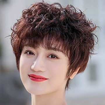 現貨+預購 女短假髮真髮透氣假髮片輕量假髮免打理隱形增髮整頂假髮-熟齡蓬鬆捲髮女配件2色74dj55【獨家進口】【米蘭精品】