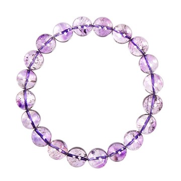 【正佳珠寶】紫超七 頂級冰淨體紫超七 9.4-9.8mm 紫超七水晶手珠