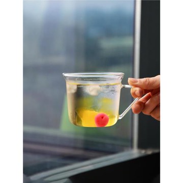 高硼硅玻璃杯拿鐵咖啡杯平底可加熱墊適用帶把手耐高溫早餐牛奶杯