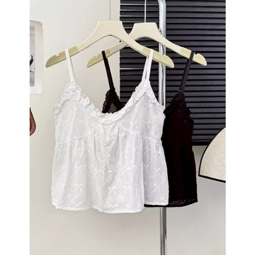 【太妮絲R220】現貨 甜戀花絮~韓系 蝴蝶結 背心 疊穿 日系 '細肩帶 小可愛 可調節