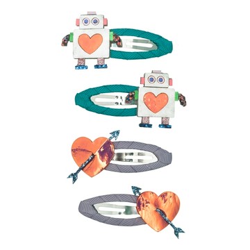 Mimi & Lula｜AW24_歡樂派對-愛心機器人滴答夾4入