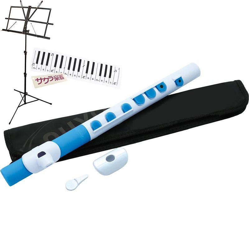 楽器 Nuvo プラスチック製リコーダー フルート TooT ホワイト ブルー 譜面台・お手入れクロスつきセット
