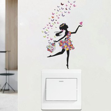 【MR.ZAKKA】創意萬用裝飾貼紙-童趣主題 繽紛花蝴蝶鳥籠女孩 居家布置 DIY可移式壁貼 無痕壁貼 牆貼