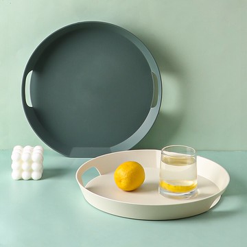 墨色北歐風家用托盤家用放茶杯ins風創意雙耳圓形簡約水果盤平盤