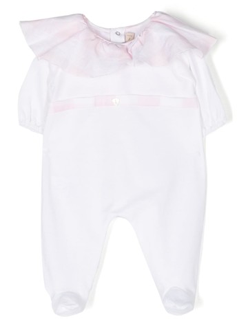 La Stupenderia - checked ruffle-trim pajamas - kids - Cotton - 3 mth - White