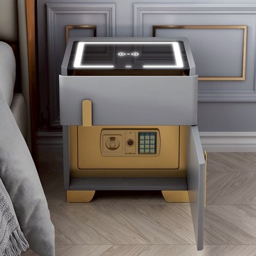 智能床頭柜保險柜家用一體多功能臥室帶燈無線充電床頭柜式保險柜