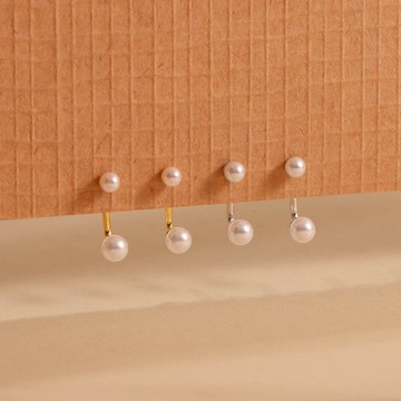 s925銀珍珠耳釘 精美小巧 後掛式珍珠耳飾 一式兩戴 抗過敏