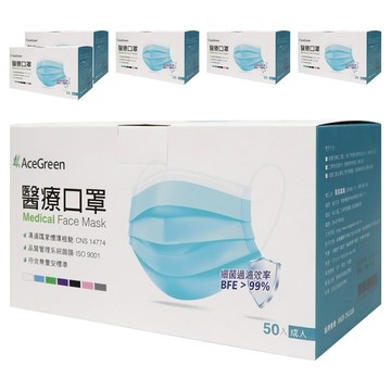 AceGreen 聚泰科技 一般醫療口罩 未滅菌  50片  薄荷綠  6盒