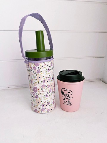 hairmo F26紫花飲料手提袋-布質(大象杯/手搖/梅森/良杯)