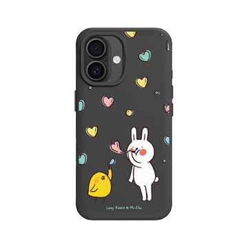 iPhone 16 SolidX 黑 - 懶散兔與啾先生 Lazy Rabbit and Mr.Chu - Bubble
