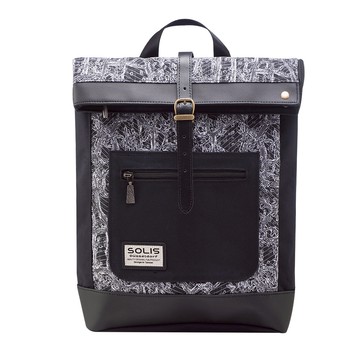 反光迴旋系列 拼接方型後背包-純墨黑